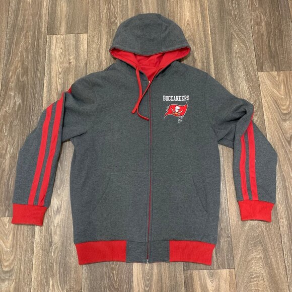 Tampa Bay Buccaneers Reversible Jacket Men's Medium Red Hooded NFL Embroidered - Picture 2 of 11